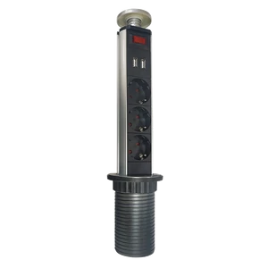 TOWER MULTIPLUGS 3 SCHUKO+2 USB CHROME