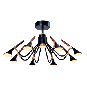 DUNCAN LED CHANDELIER 45W 3000K MATTE BLACK/WOOD