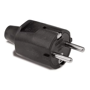 Földelt gumi dugvilla fekete, 16A-250V