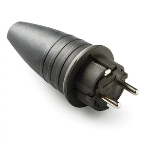 Földelt gumi dugvilla fekete, 16A-250V