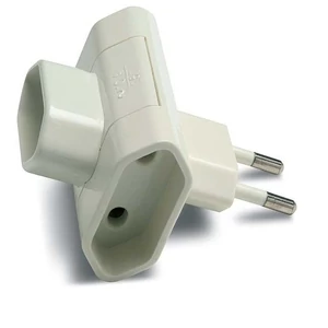 Földeletlen hármas T elosztó, fehér, 10A-250V