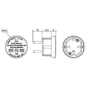 Háztartási csatlakozó adapter GB-EU 7,2A-250V