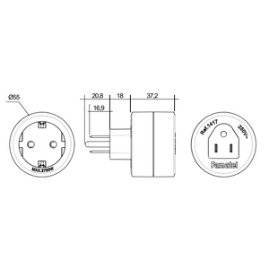 Háztartási csatlakozó adapter USA-EU 15A-250V