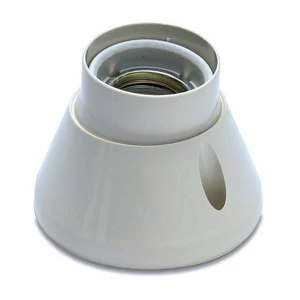 Műanyag talpas foglalat, porcelán betétes, forgatható 360°-ban, E-27, krém