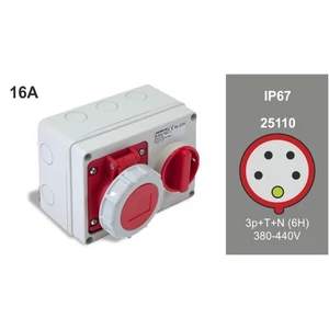 Falon kívüli táp-doboz kapcsolóval 3P+N+F 16A 380V IP67
