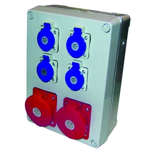 Szerelt ipari doboz 3075 + 4db házt. alj + 2db 5P 16A, IP44