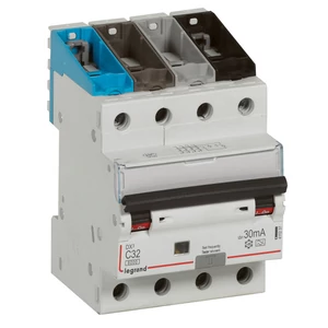 DX3 4P kombinált áram-védőkapcsoló  C32 6000A / 10kA 30mA A típus