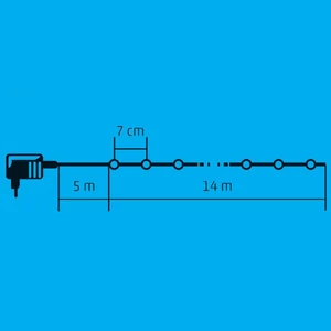 LED-es fényfüzér, 200LED, 8pr., hidegfehér, kültéri