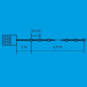LED-es elemes fényfüzér, 50 LED, hidegfehér, időzítős