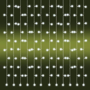 LED-es fényfüggöny, kültéri kivitel, 2 m x 1 m, 21 füzér, 210 db hidegfehér LED