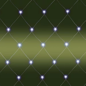 LED- es kültéri háló, 160 db hidegfehér LED, 2 x 1.5 m, zöld vezeték, 5 m tápvezeték