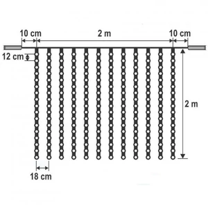 Sorolható fényfüggöny, 204LED, fehér, kültéri
