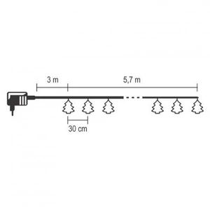 LED-es fényfüzér, fenyő, 20 LED, melegfehér, beltéri hálózati adapter