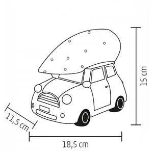Kerámia figura, fehér kisautó fenyővel