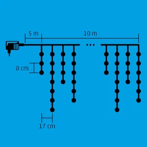 LED-es fényfüggöny, 300 db kék LED