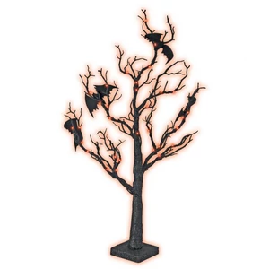 Halloween fa, denevérekkel, 70 cm, 40 narancs sz. LED HTT 40