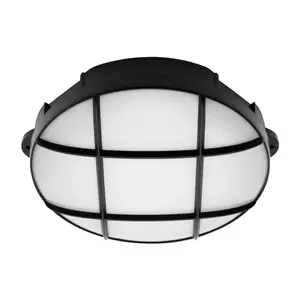 LED-es fali/mennyezeti lámpa, kerek, levehető fekete ráccsal, 15 W