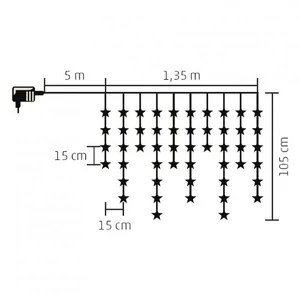 LED-es csillag fényfüggöny, melegfehér