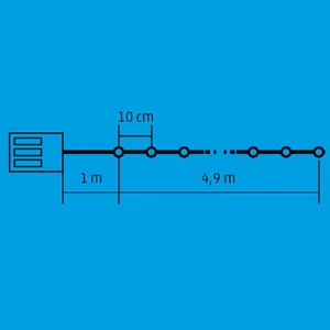LED-es elemes fényfüzér, 50 LED, színes, időzítős