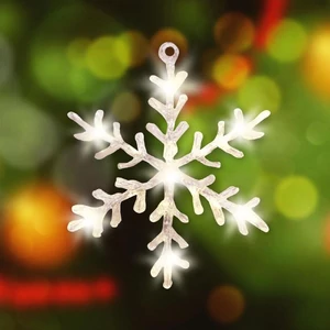 LED-es akril ablakdísz, hókristály, melegfehér