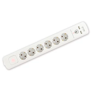 Túlfeszültség védett elosztó, 6 aljzat, USB