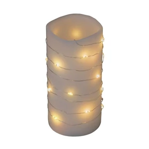 Micro LED-es elemes füzér, lapos elemtartóval, melegfehér