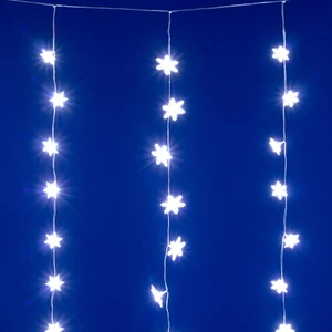 HOME KAF50WH LED-es hópehely fényfüggöny, 1,35 m, 50 db hidegfehér LED, hálózati tápellátás, beltéri kivitel