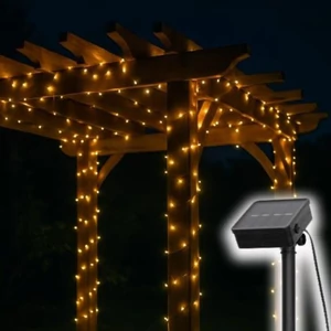 Home SLC200WW szolár fényfüzér, 200db melegfehér LED, 14m hosszúság, zöld vezeték, kültéri kivitel