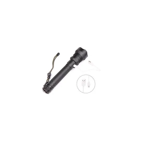 LED-es zseblámpa USB zoom XHP70 50000 lumen