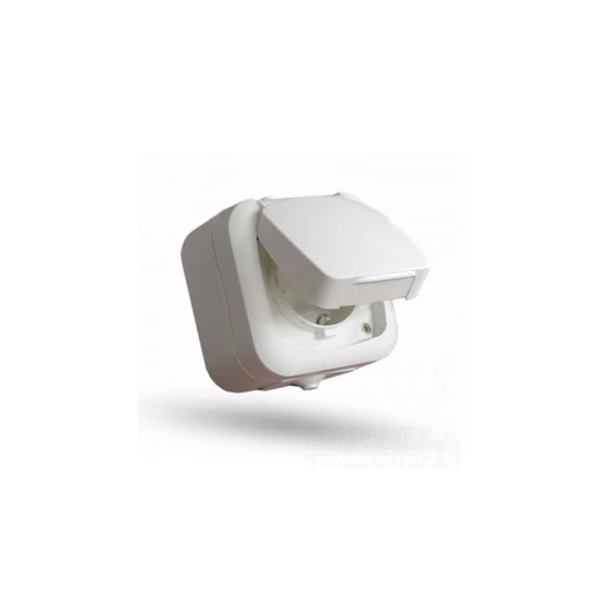 STILO AQUA 2P+F Schuko IP54 fehér földelt csatlakozóaljzat (GYV) biztonsági zsalus