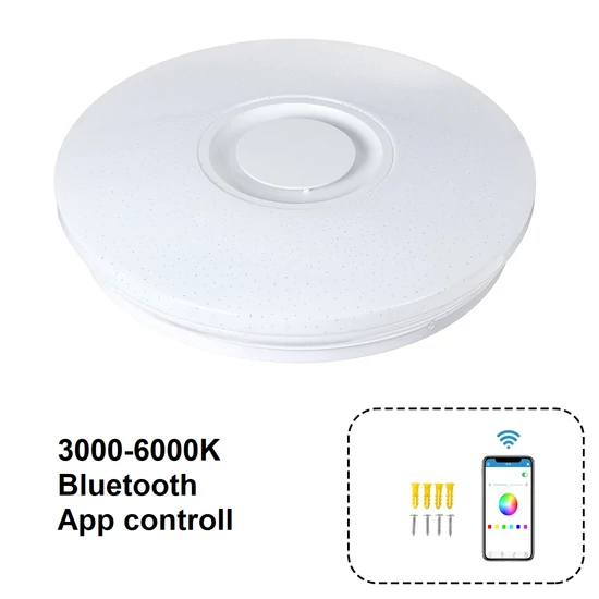 LED mennyezeti lámpa, bluetooth hangszóró, 3000-6000K APP vezérlés