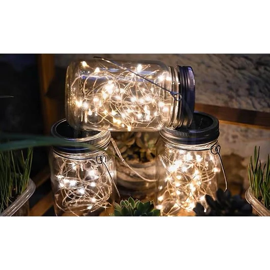 Solar LED lámpa dekorációs tégely