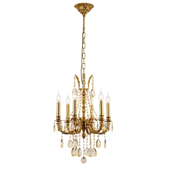 DARIAN CHANDELIER 6XE14 BRASS/CRYSTALS