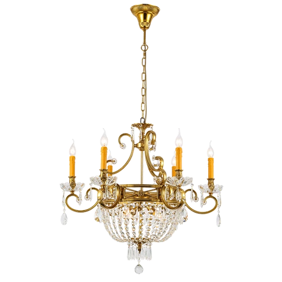 GEORGE CHANDELIER 9XE14 BRASS/CRYSTALS