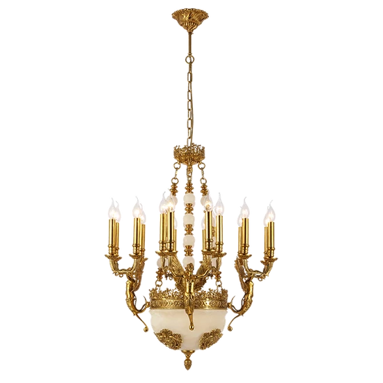 CHARLES CHANDELIER 19XE14 BRASS/JADE