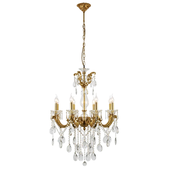 EDWARD CHANDELIER 8XE14 BRASS/JADE