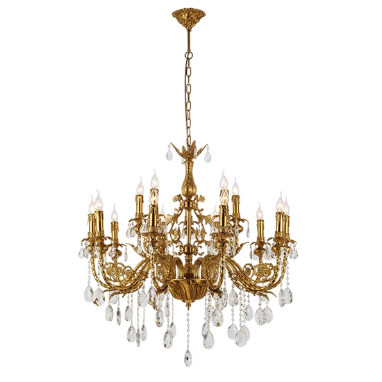 HERALD CHANDELIER 15XE14 BRASS/CRYSTALS