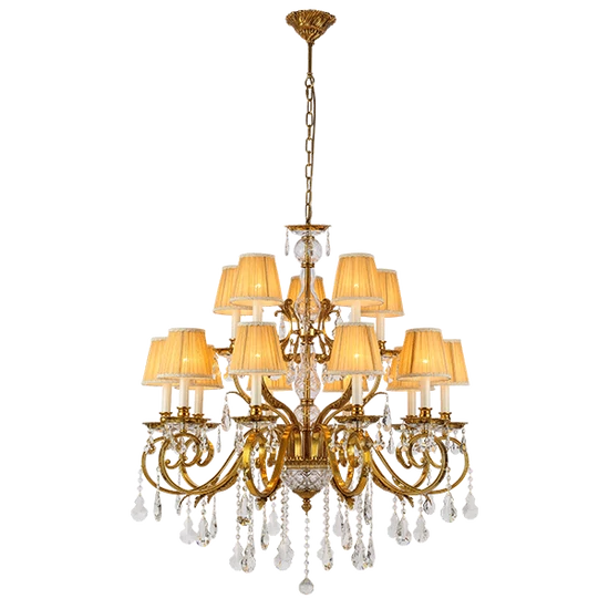 RALPH CHANDELIER 15XE14 BRASS/CRYSTALS