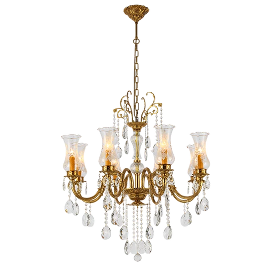 RICHARD CHANDELIER 8XE14 BRASS/CRYSTALS