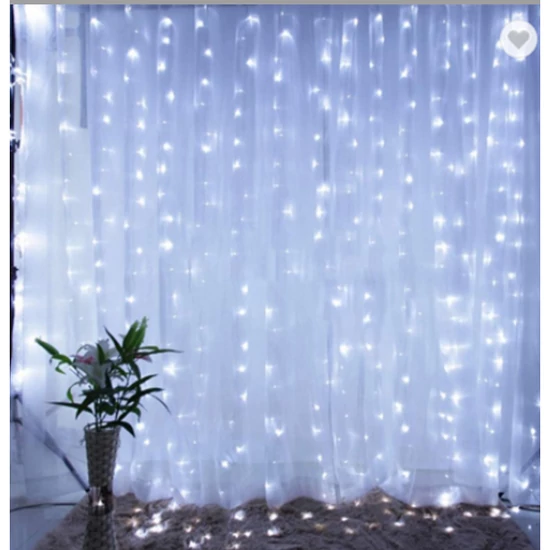 LED függöny USB 5V 300 LED 3x3m, távirányító 6500K