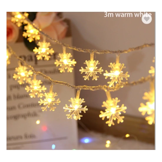 Led lánc, 3xaa karácsonyi csillagok, 20 led 3m 2700k