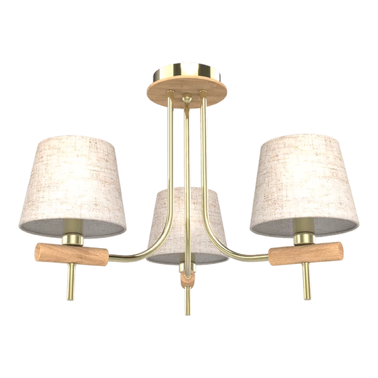 JONAS CEILING LAMP 3XE14 GOLD/WOOD