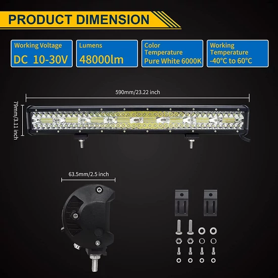 LED munkalámpa combo  IP67 10-30V  480W 59cm