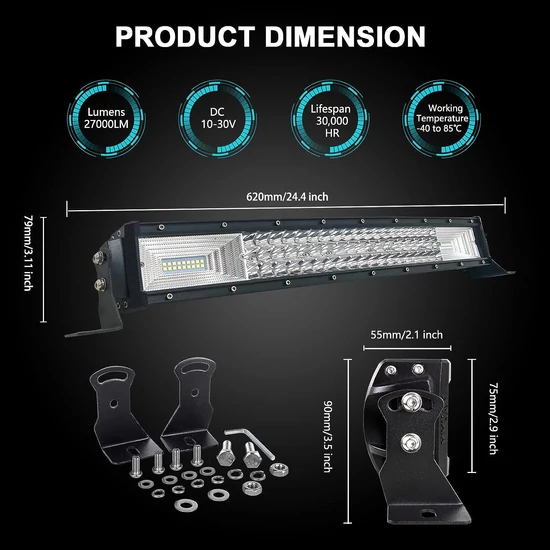 Led egyenes fényhíd 10-30V 270W off-road munkalámpa