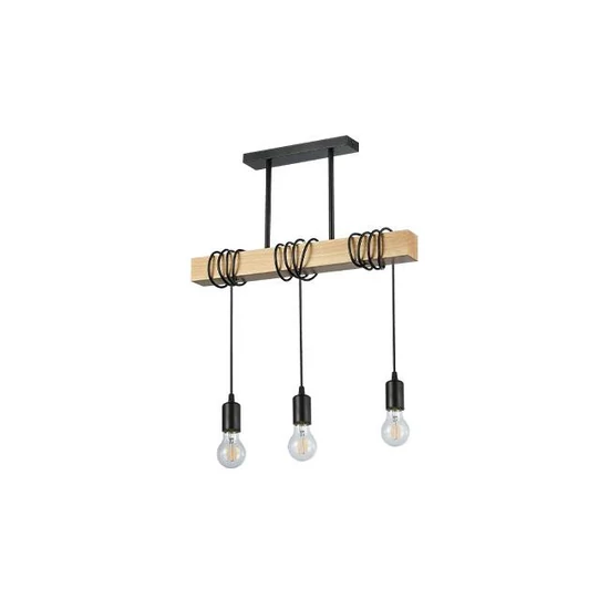 Függesztő lámpa e27 nido x3 50cm fekete + fa