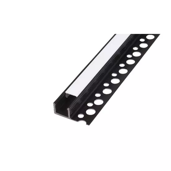 LED PVC profil 33x12 süllyesztett fekete 2m tejes fedlap