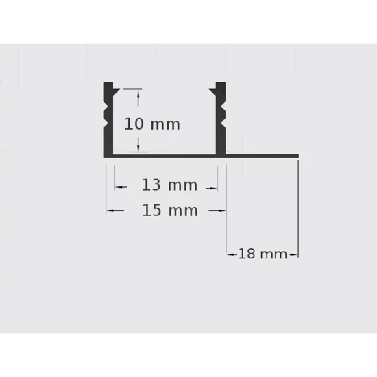 PVC LED profil 33x12 süllyesztett fehér 2m átlátszó fedlap