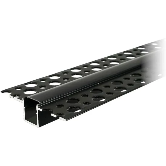 Led pvc profil 33x12 süllyesztett fekete 2m tejes fedlap