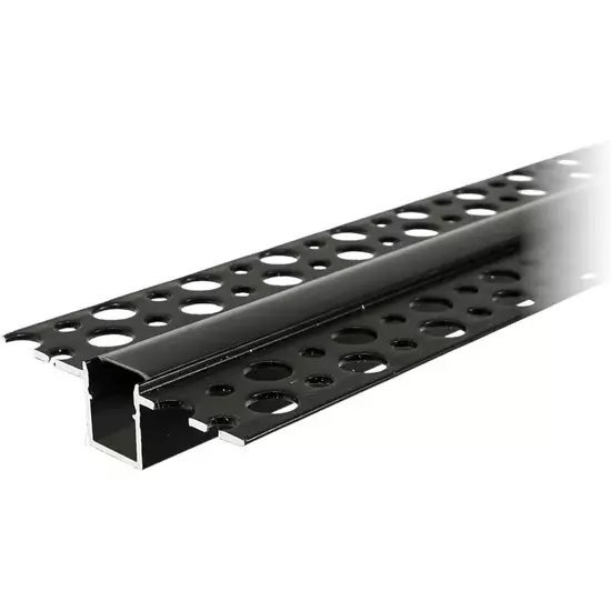 PVC LED profil 50x12 süllyesztett GK fekete 2m átlátszó fedlap