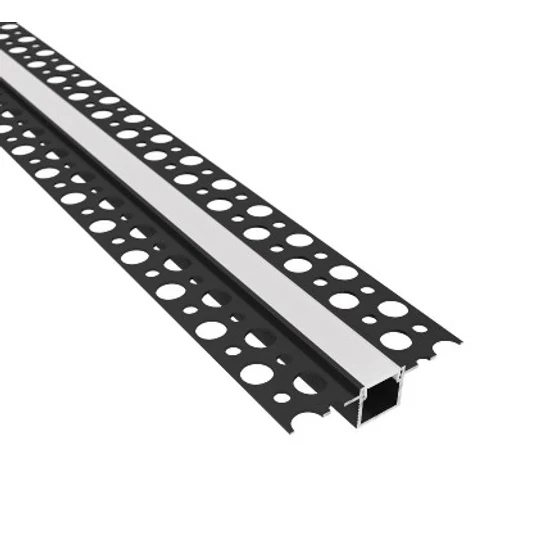 Led pvc profil 33x12 süllyesztett fekete 2m tejes fedlap